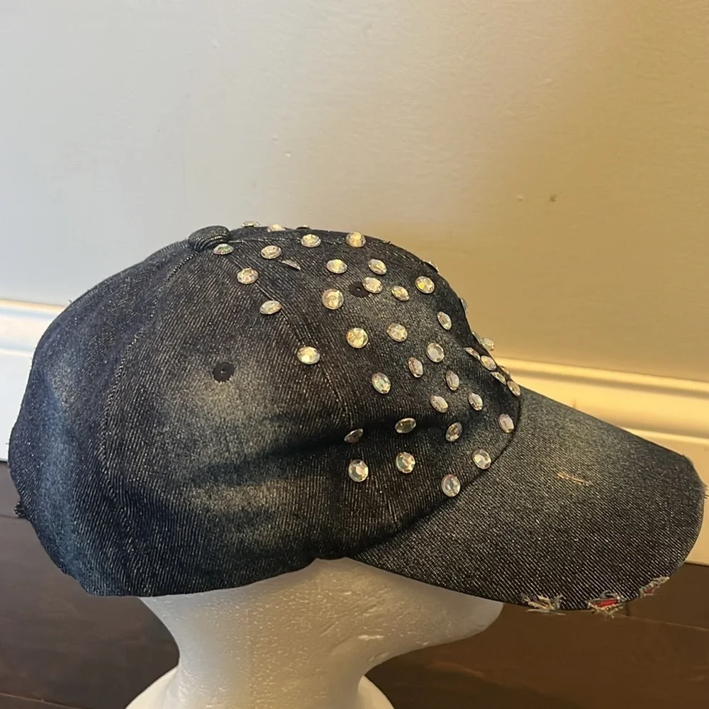 Denim and bling hat
